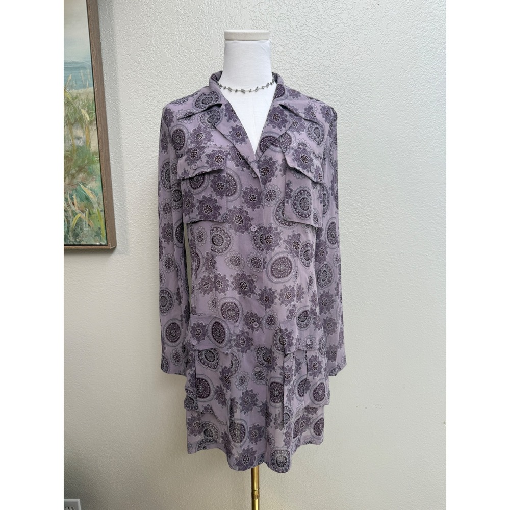 Vintage Express Compagnie Internationale Purple Mandala Paisley Button Up
